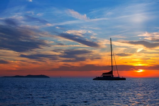 Ibiza san Antonio Abad de Portmany sunset in Balearic islands of spain