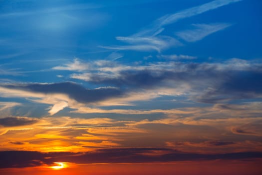 Ibiza San Antonio magic sunset red sky clouds in Balearic islands spain
