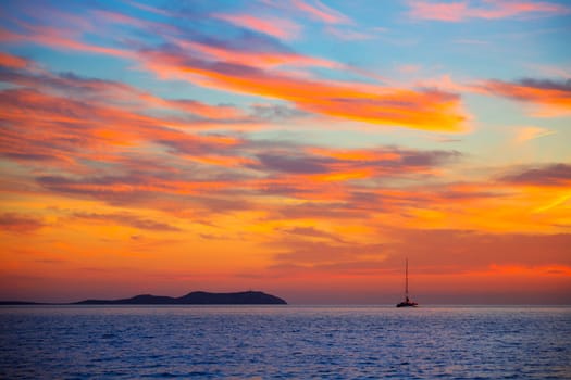 Ibiza san Antonio Abad de Portmany sunset in Balearic islands of spain