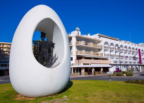 Ibiza san Antonio Abad de Portmany egg square statue downtown Baearic Islands