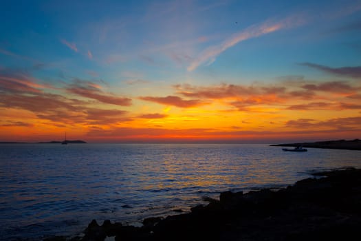Ibiza san Antonio Abad de Portmany sunset in Balearic islands of spain