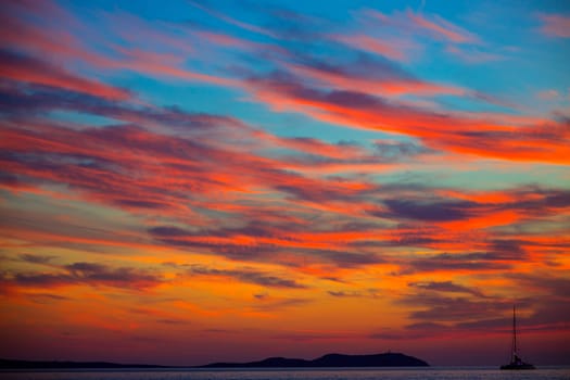 Ibiza san Antonio Abad de Portmany sunset in Balearic islands of spain