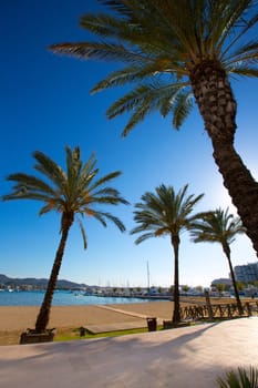 Ibiza san Antonio Abad de Portmany beach in Balearic Islands of spain