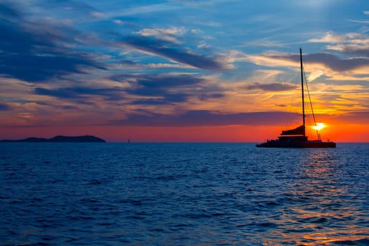 Ibiza san Antonio Abad de Portmany sunset in Balearic islands of spain