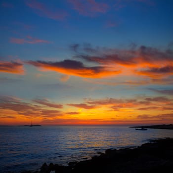 Ibiza san Antonio Abad de Portmany sunset in Balearic islands of spain