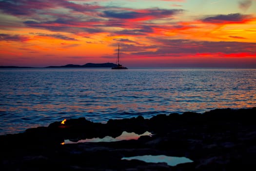 Ibiza san Antonio Abad de Portmany sunset with in Balearic islands of spain