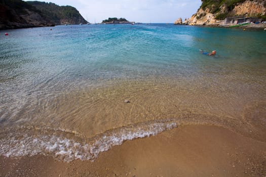 ibiza Port de Sant Miquel San Miguel beach in Balearic islands Spain