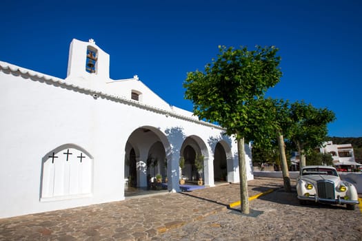 Ibiza Sant Carles de Peralta white church in Balearic Islands Spain