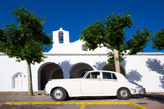 Ibiza Sant Carles de Peralta white church in Balearic Islands Spain