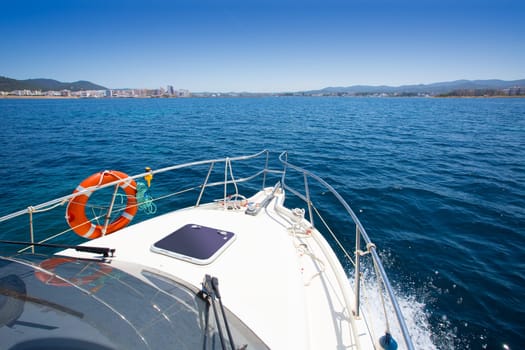 Ibiza San Antonio Abad Sant Antonio de Portmany view from boat at Balearic