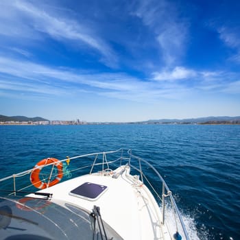 Ibiza San Antonio Abad Sant Antonio de Portmany view from boat at Balearic