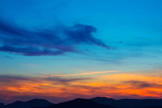 Ibiza ses Salines mountains at sunset in Sant Josep at Balearic Islands of Spain