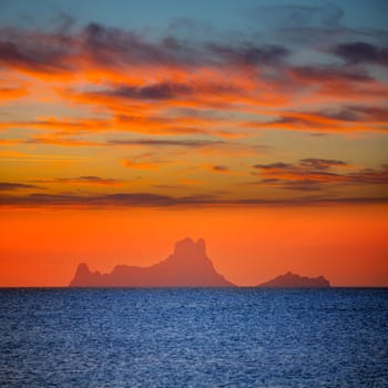 Ibiza sunset Es Vedra view from Formentera la Savina red orange sky