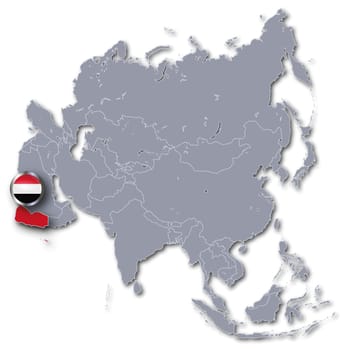 Map of Asia with Yemen