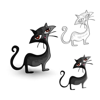 Halloween Monsters isolated spooky hand drawn black cats set. EPS10 vector file organized in layers for easy editing.