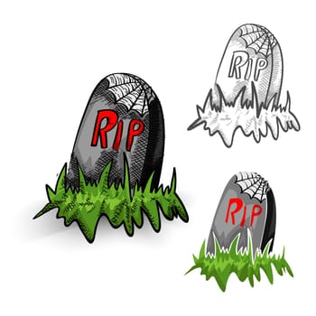 Halloween Monsters isolated spooky hand drawn cemetery tombstones set. EPS10 vector file organized in layers for easy editing.