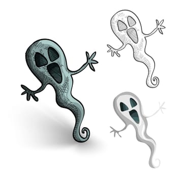 Halloween Monsters isolated spooky hand drawn ghosts set. EPS10 vector file organized in layers for easy editing.
