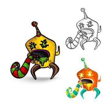 Halloween Monsters spooky hand drawn isolated freak creatures set. EPS10 vector file organized in layers for easy editing.