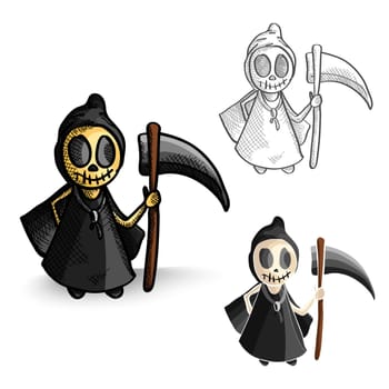Halloween Monsters isolated spooky hand drawn grim reapers set. EPS10 vector file organized in layers for easy editing.