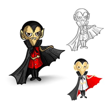 Halloween Monsters isolated spooky hand drawn vampires set. EPS10 vector file organized in layers for easy editing.