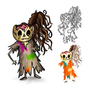 Halloween Monsters isolated spooky hand drawn freak zombies set. EPS10 vector file organized in layers for easy editing.