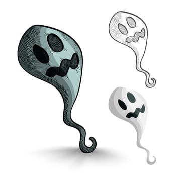 Halloween Monsters isolated spooky hand drawn ghosts set. EPS10 vector file organized in layers for easy editing.