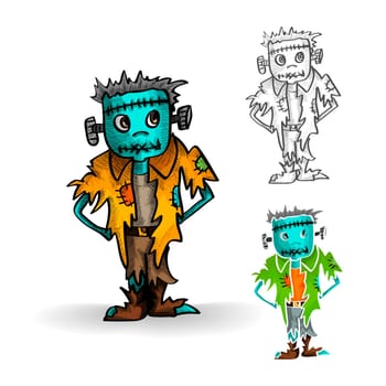 Halloween Monsters isolated spooky hand drawn zombie man set. EPS10 vector file organized in layers for easy editing.