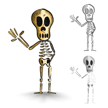 Halloween Monsters isolated spooky hand drawn human skeletons set. EPS10 vector file organized in layers for easy editing.