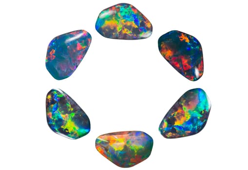A circle of cropped opals with a complete color spectrum
