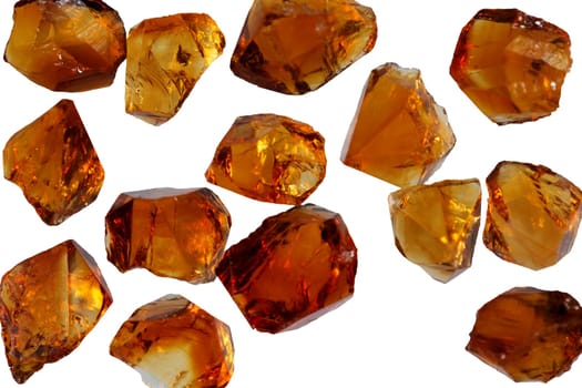A selection of different citrine crystals,cropped