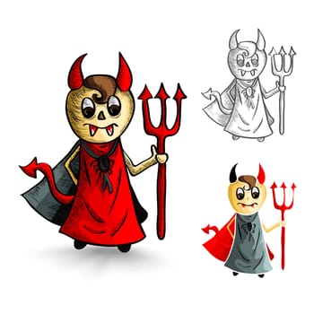 Halloween Monsters isolated spooky hand drawn devil men set. EPS10 vector file organized in layers for easy editing..