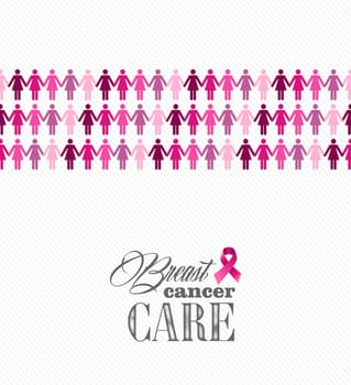 Breast cancer awareness ribbon elements women figures illustration. Vector file organized in layers for easy editing.
