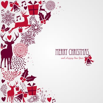 Merry Christmas holiday vintage elements and text background.Vector file organized in layers for easy editing.