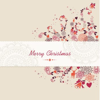 Merry Christmas text guard, vintage season elements background. EPS10 vector file organized in layers for easy editing.