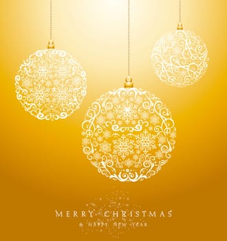 Luxury Merry Christmas circle baubles elements and snowflakes background. EPS10 vector file organized in layers for easy editing.