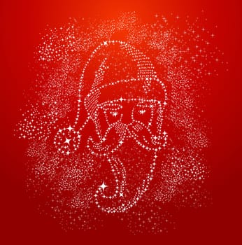 Merry Christmas Santa Claus shape stars composition and red background. Vector file organized in layers for easy editing.