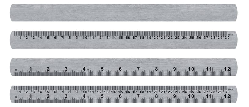 metal ruler isolated over a white background  with clipping path. (with clipping work path)