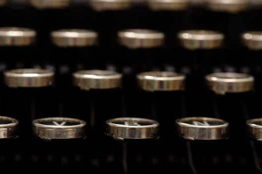 Close-up of the keyboard of an old typewriter
