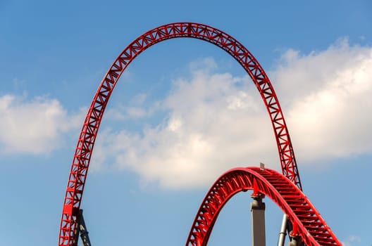 roller coaster rails against the sky