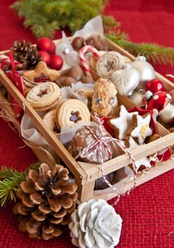 Small box with places and snacks for Christmas