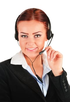 Call center operator isolated on white. Customer support. Helpdesk.