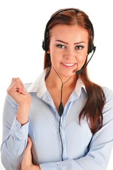 Call center operator isolated on white. Customer support. Helpdesk.