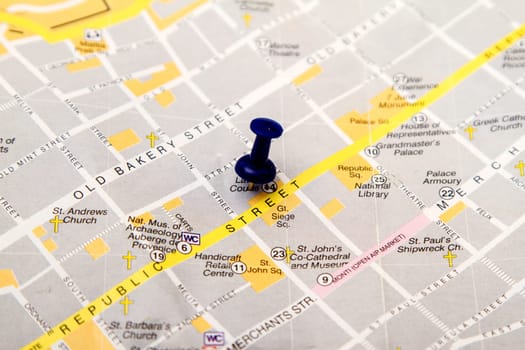 A close up of a map of Valletta.