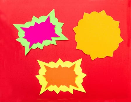 Cartoon bubbles on a red background
