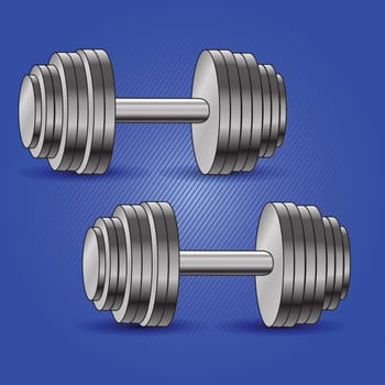 colorful illustration with dumbbell background on blue background  for your design