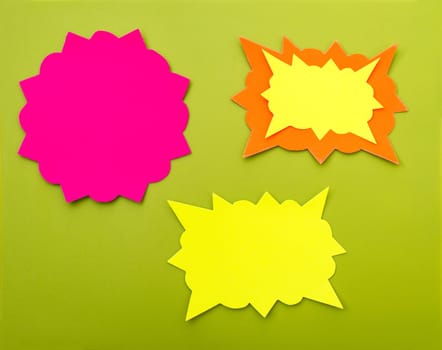Cartoon bubbles on a green background