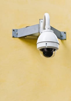 A CCTV camera at the corner of the building