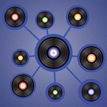 colorful illustration with vinyl records for your design