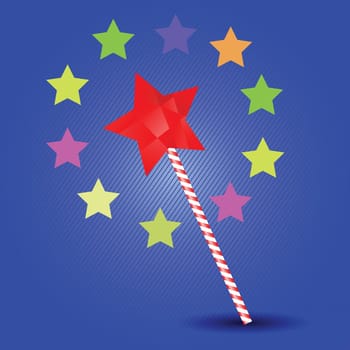 colorful illustration with magic wand for your design