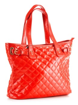 Rad leathe hand bag isolated on white background